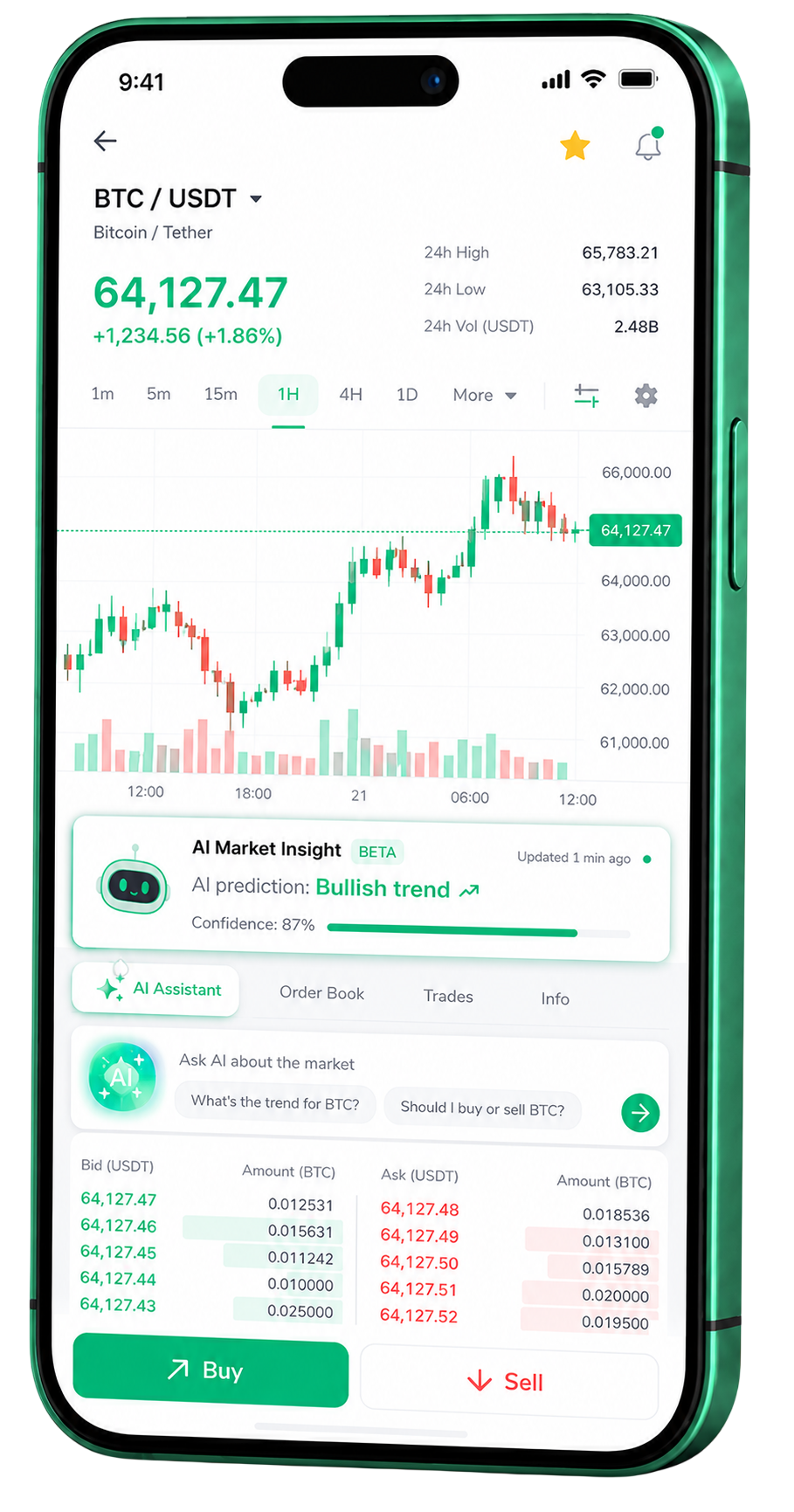 Aplicación móvil de trading Lumbre Invereza en un smartphone
